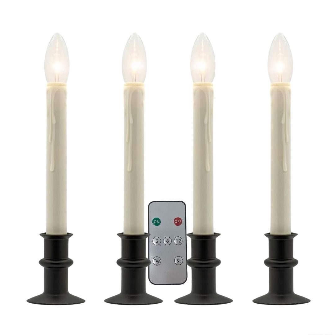 Battery Operated Window Hugger® Candles - With Remote - Set of 2 or 4 - Celestial Lights