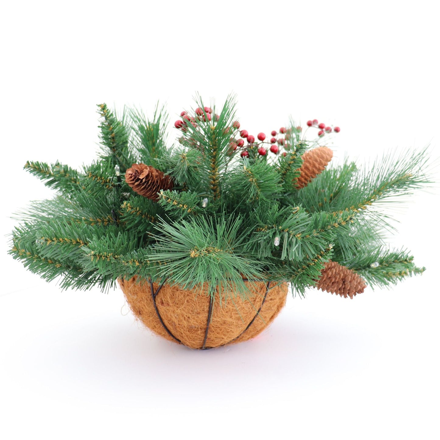 Woodland Hanging Basket - Battery Operated with Dual Color Lights