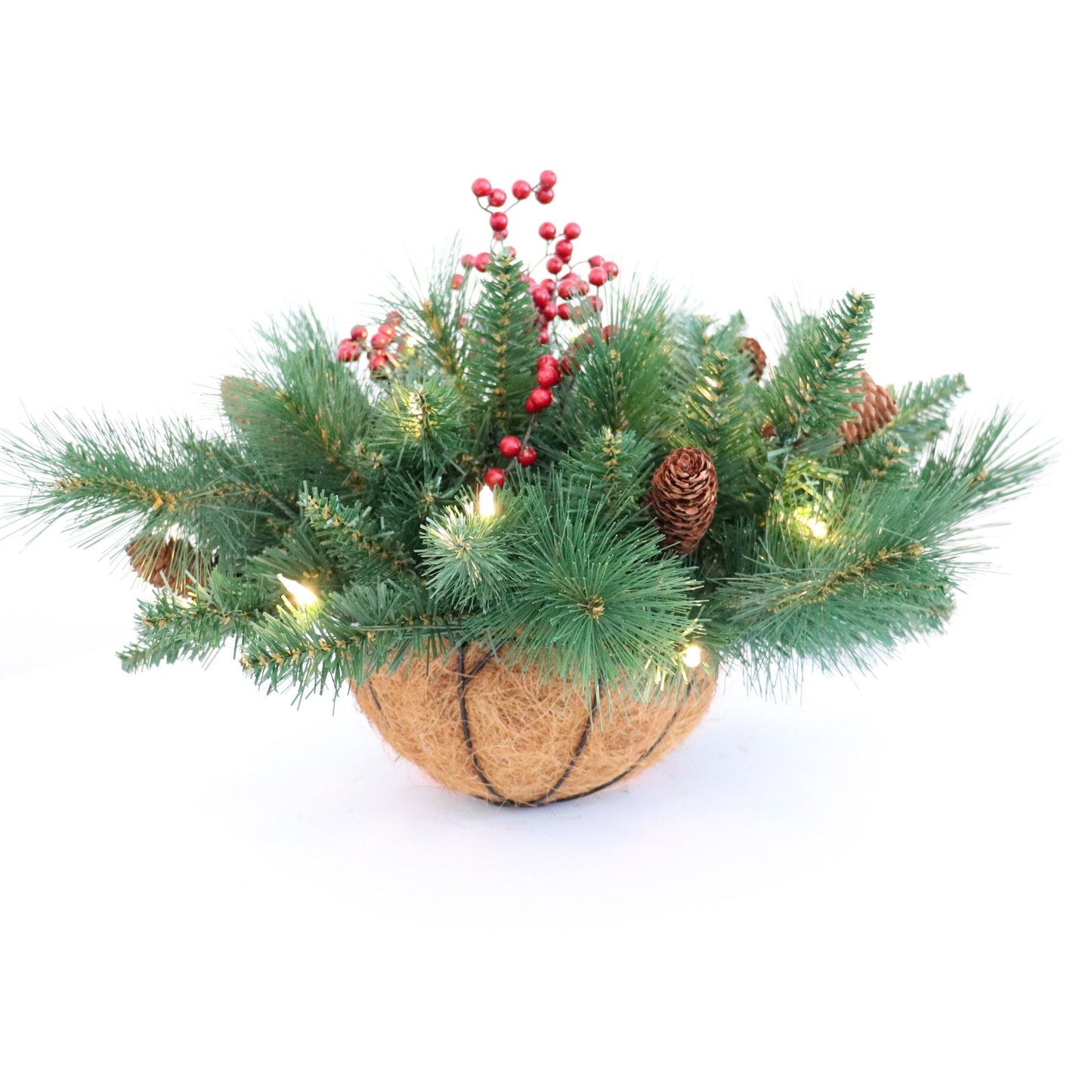 Woodland Hanging Basket - Battery Operated with Dual Color Lights