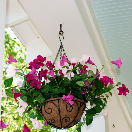 Lifelike Petunia Hanging Basket - Hot Pink and Light Pink - Celestial Lights