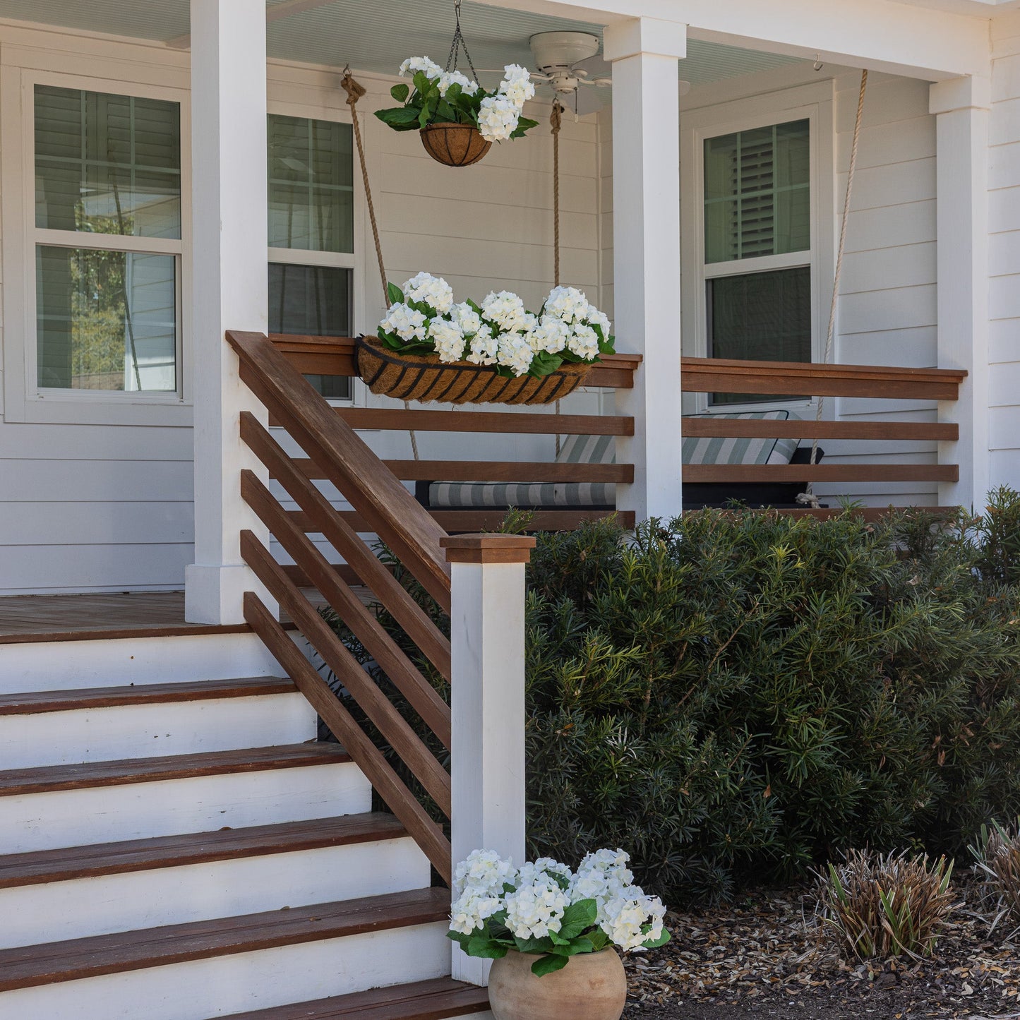 Lifelike Hydrangea Window Box Filler