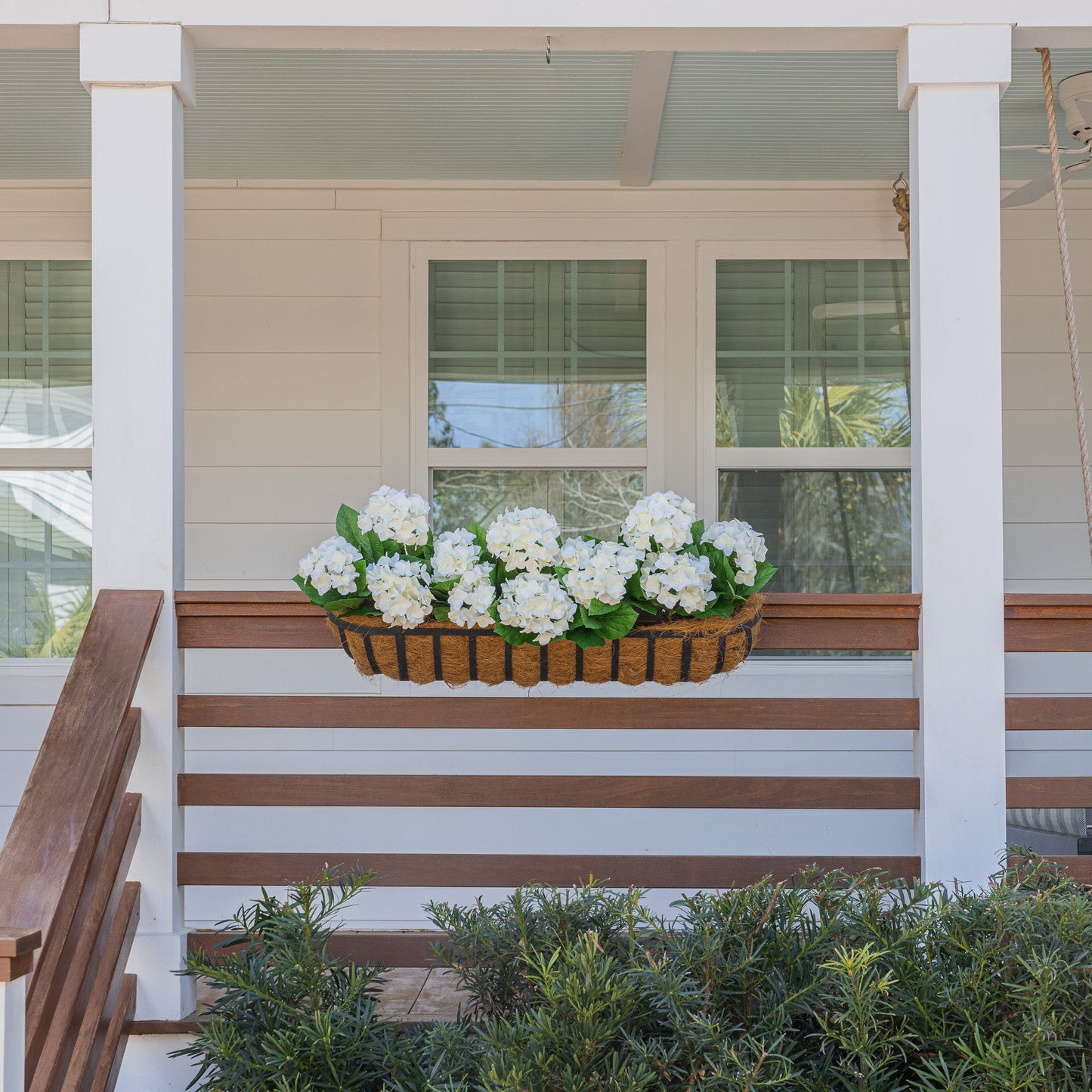 Lifelike Hydrangea Window Box Filler