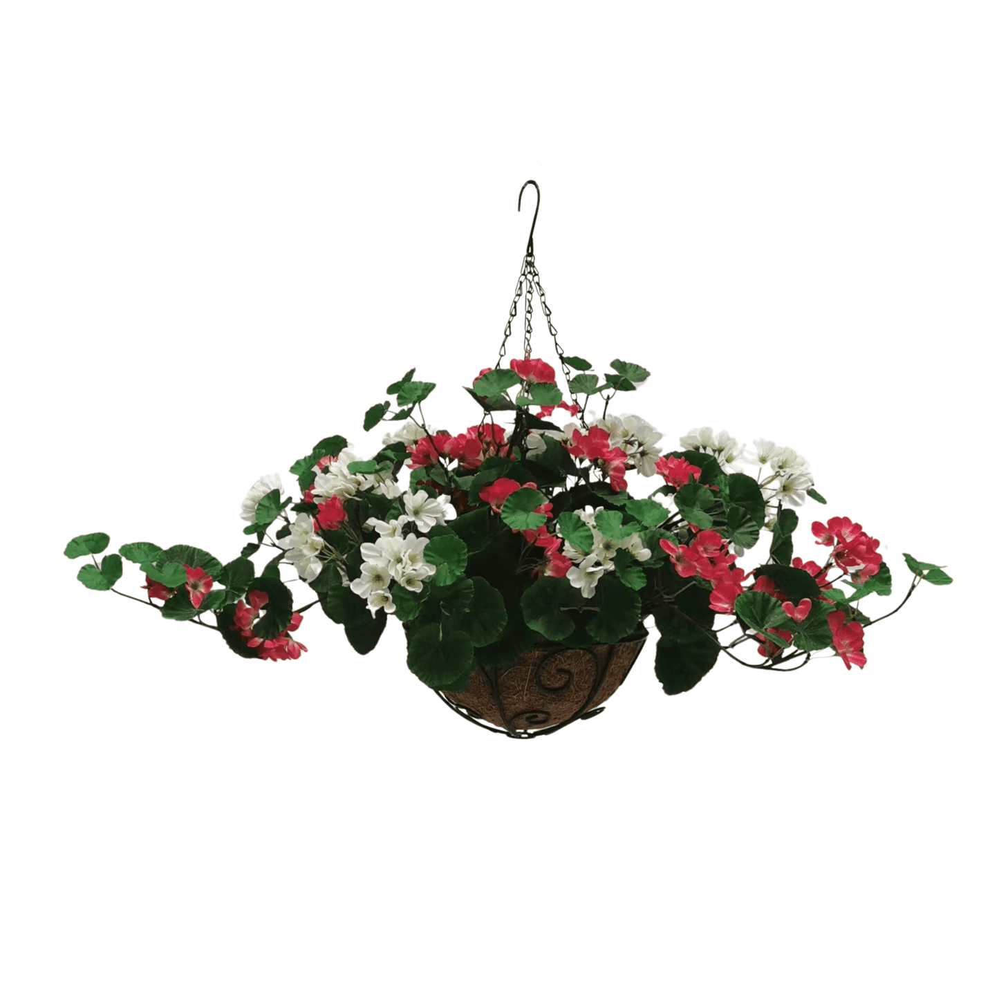 Lifelike Geranium Hanging Basket - Red