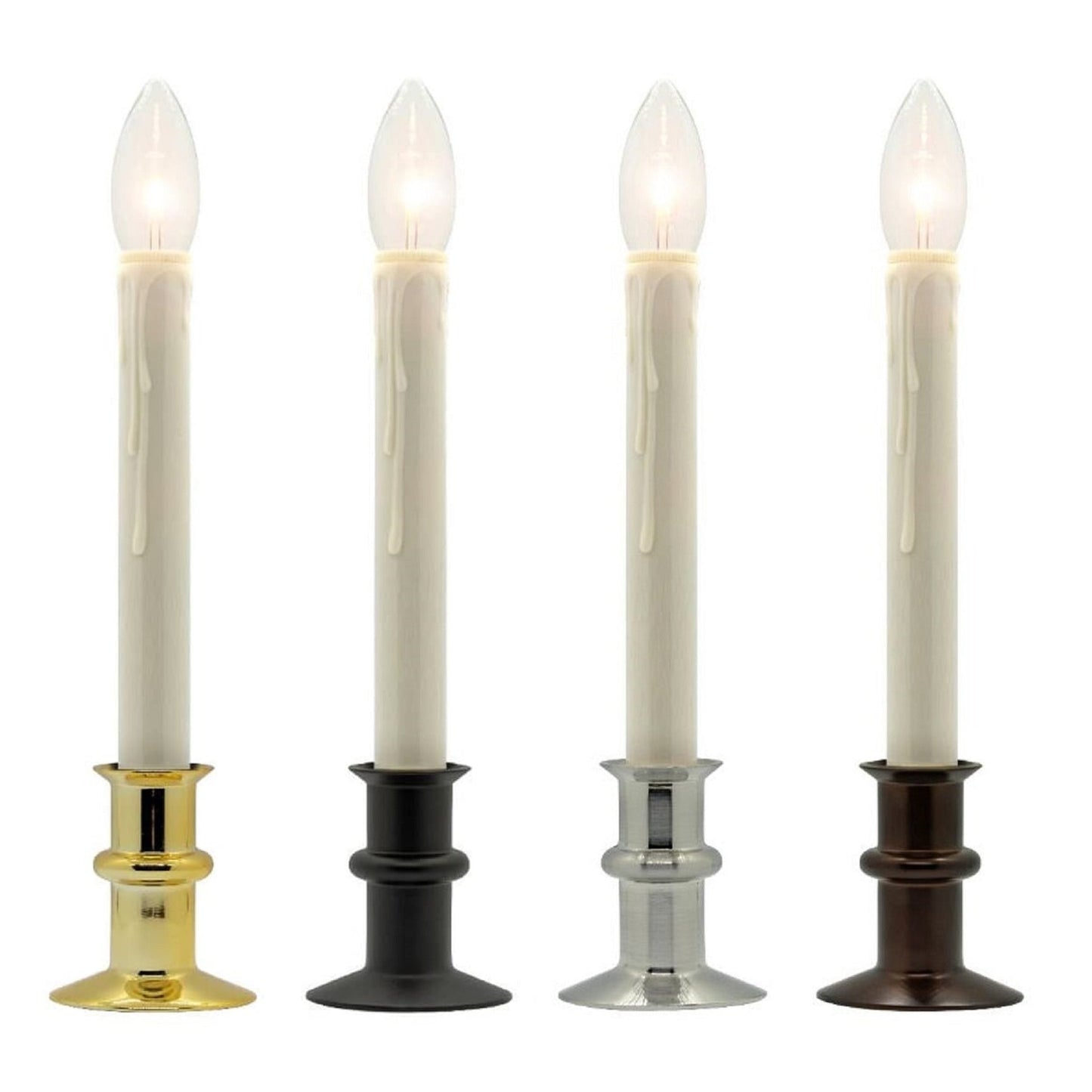 Battery Operated Traditional Adjustable Window Candles - With Remote - Set of 4
