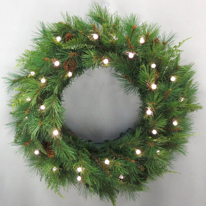 Aspen Wreath - Battery Operated with Dual-Color Berry LEDs - 30"