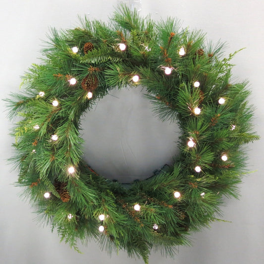 Aspen Wreath - Battery Operated with Dual-Color Berry LEDs - 30"