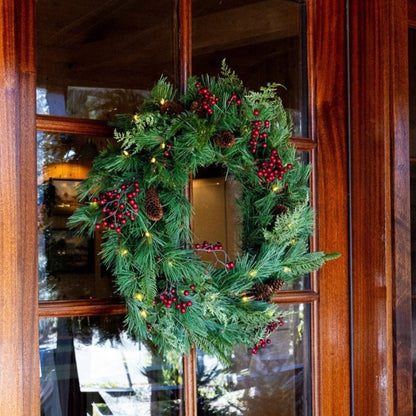 Plymouth Wreath - Battery Operated with Dual Color Lights 24" Diam.