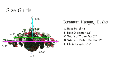 Lifelike Geranium Hanging Basket - White