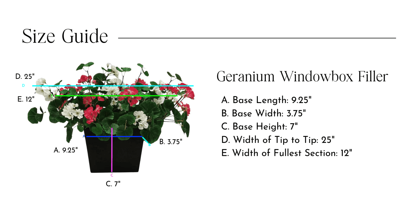 Lifelike Geranium Window Box Filler