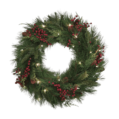 Plymouth Wreath - Battery Operated with Dual Color Lights 24" Diam.