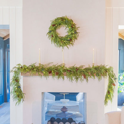 Norfolk Pine Wreath - Battery Operated with Warm White Fairy Lights