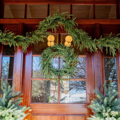 Norfolk Pine Wreath - Battery Operated with Warm White Fairy Lights