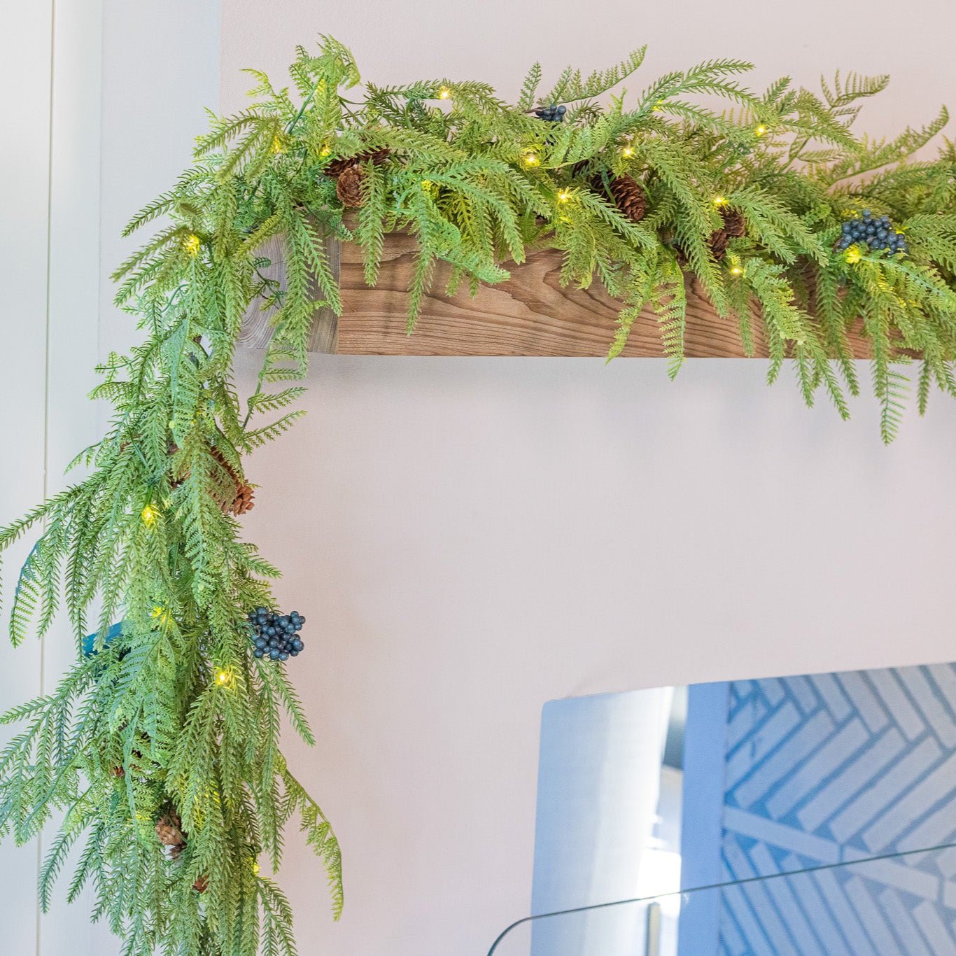 Norfolk Pine Garland - Battery Operated with Warm White Fairy Lights