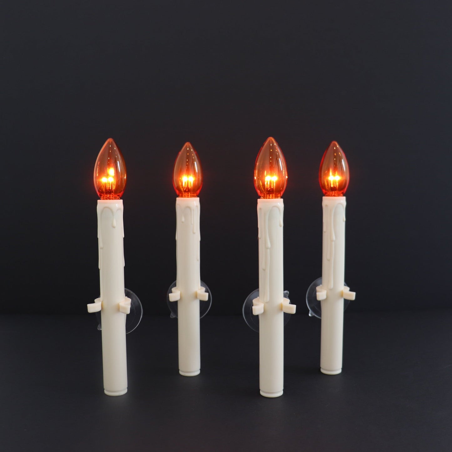 Set of 4 Battery Operated Halloween Suction Cup Candles - With Remote
