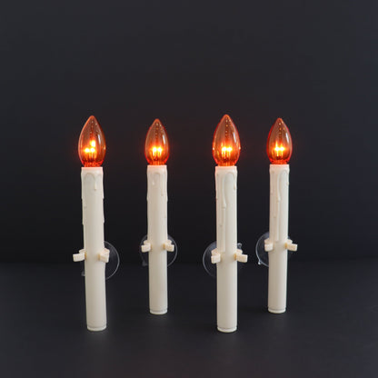 Set of 4 Battery Operated Halloween Suction Cup Candles - With Remote