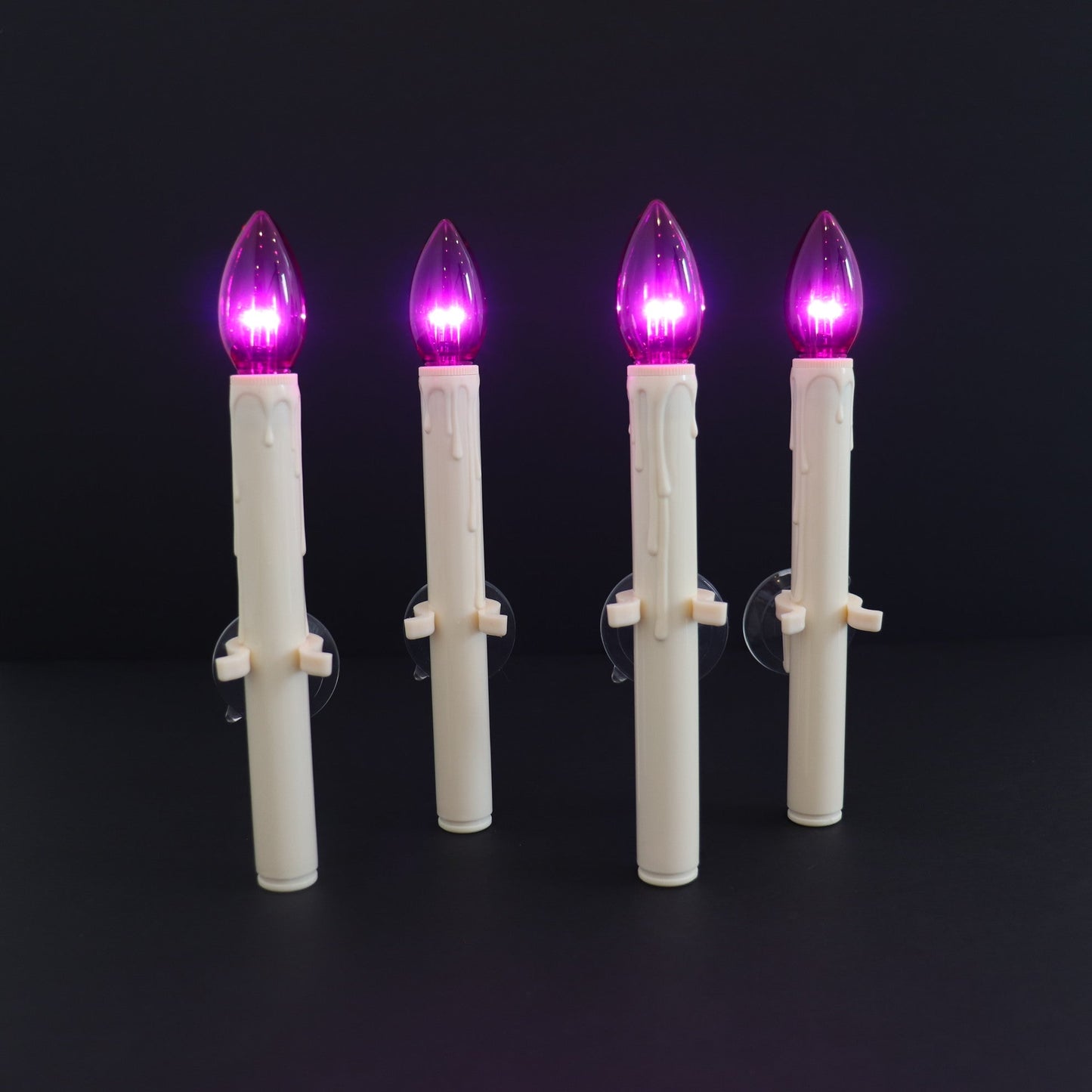 Set of 4 Battery Operated Halloween Suction Cup Candles - With Remote