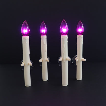 Set of 4 Battery Operated Halloween Suction Cup Candles - With Remote